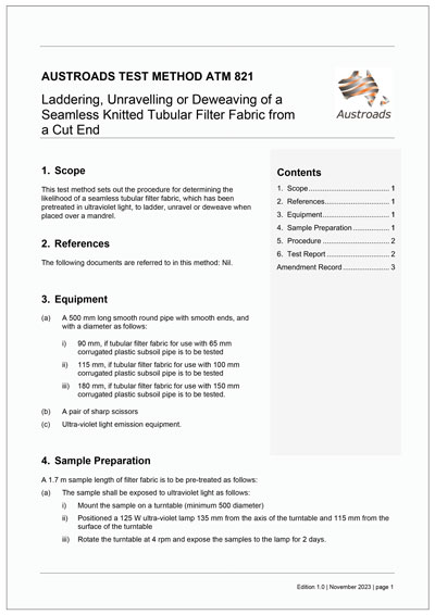 Laddering, Unravelling or Deweaving of a Seamless Knitted Tubular Filter Fabric from a Cut End