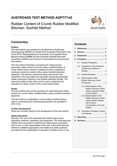 Cover of Rubber Content of Crumb Rubber Modified  Bitumen: Soxhlet Method