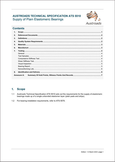 Cover of Supply of Plain Elastomeric Bearings