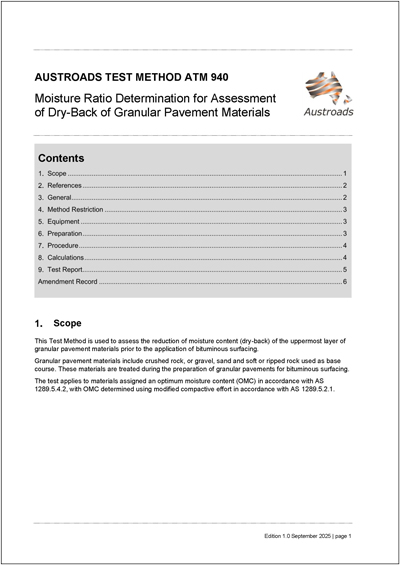 Cover of Moisture Ratio Determination for Assessment of Dry-Back of Granular Pavement Materials