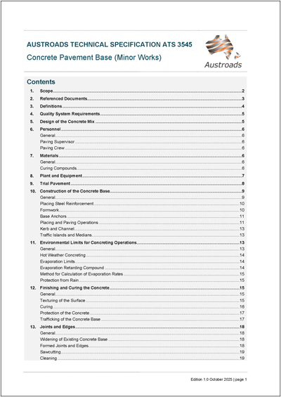 Cover of Concrete Pavement Base (Minor Works)