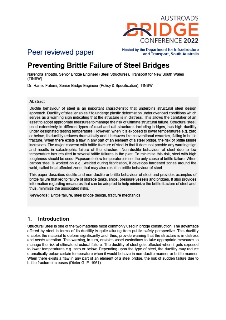 Cover of Preventing Brittle Failure of Steel Bridges
