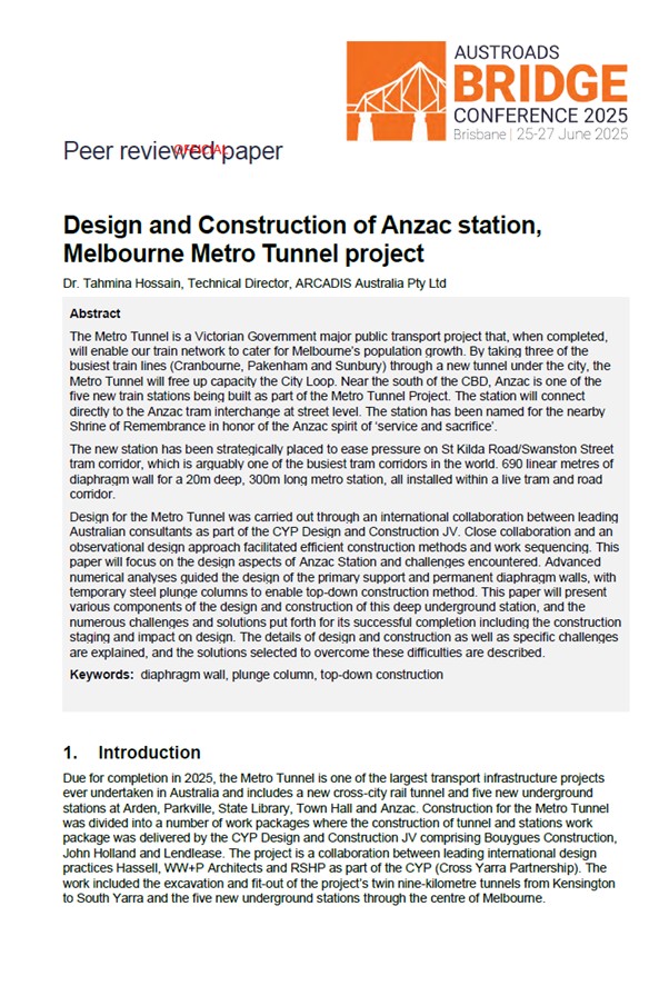 Cover of Design and Construction of Anzac Station, Melbourne Metro Tunnel Project