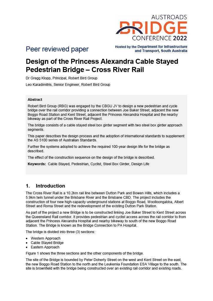 Cover of Design of the Princess Alexandra Cable Stayed Pedestrian Bridge - Cross River Rail
