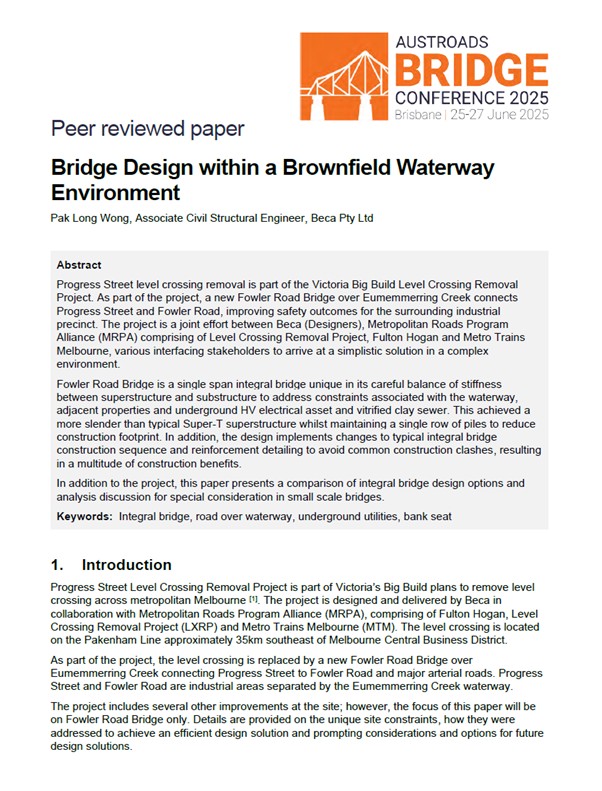 Cover of Bridge Design Within a Brownfield Waterway Environment