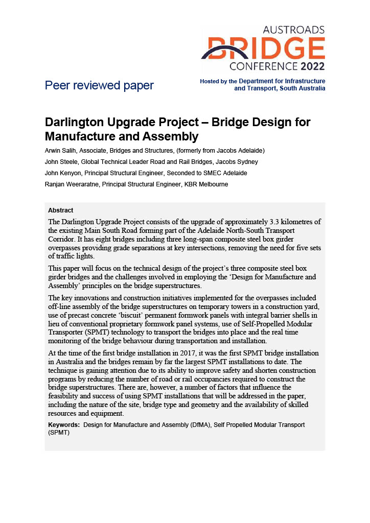 Cover of Darlington Upgrade Project - Bridge Design for Manufacture and Assembly