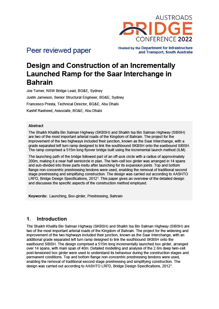 Cover of Design and Construction of an Incrementally Launched Ramp for the Saar Interchange in Bahrain