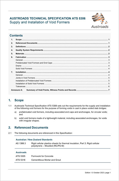 Cover of Supply and Installation of Void Formers