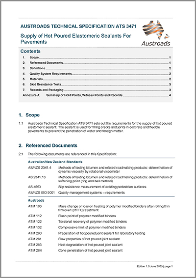 Cover of Supply of Hot Poured Elastomeric Sealants For Pavements