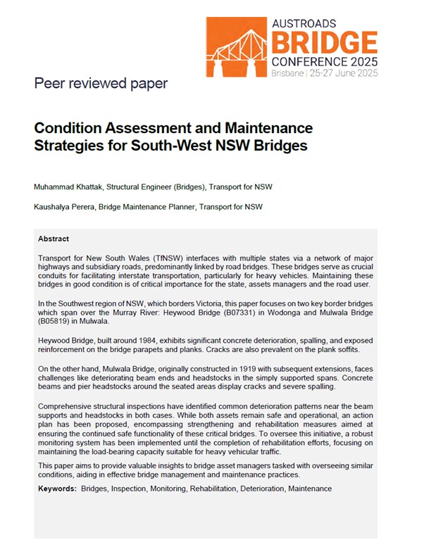 Cover of Condition Assessment and Maintenance Strategies for South-West NSW Bridges
