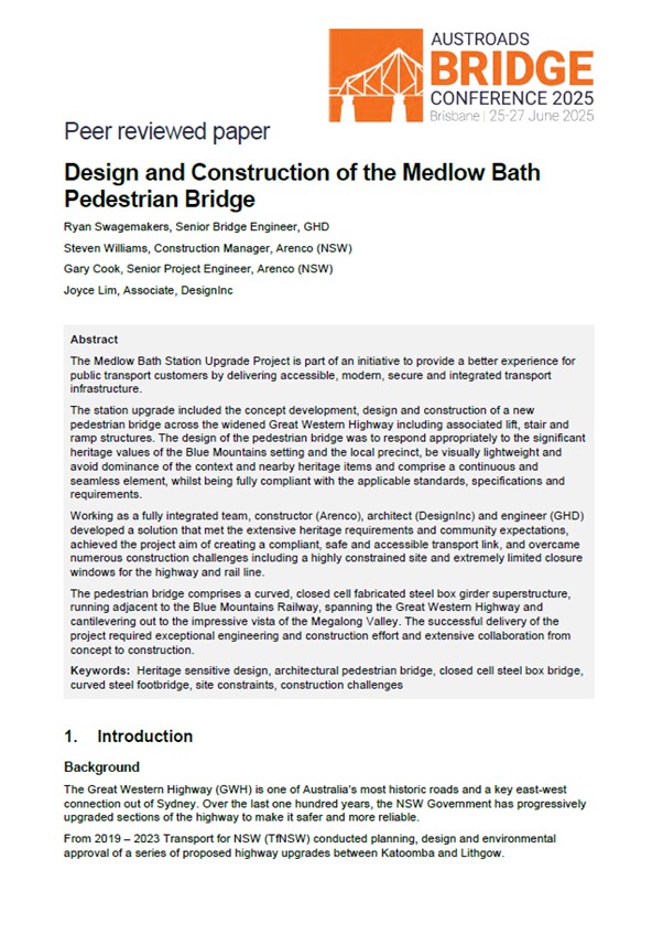 Cover of Design and Construction of the Medlow Bath Pedestrian Bridge