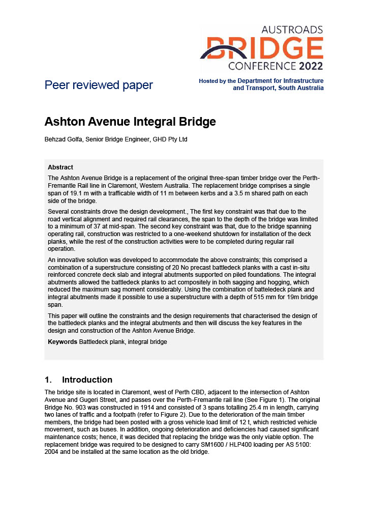 Cover of Ashton Avenue Integral Bridge