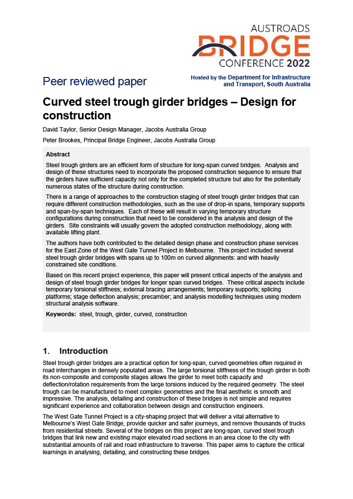 Cover of Curved steel trough girder bridges - Design for construction