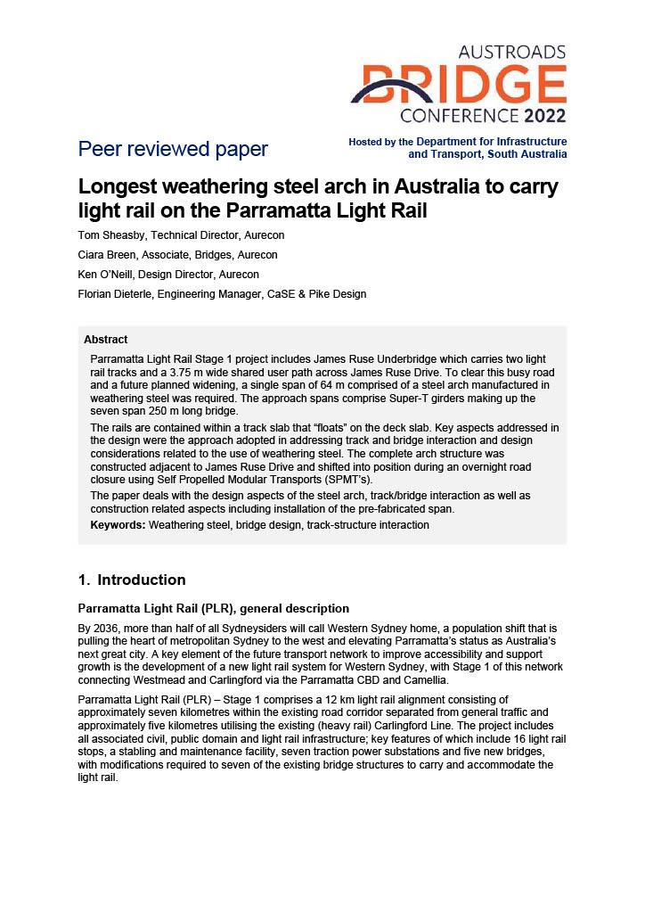Cover of Longest weathering steel arch in Australia to carry light rail on the Parramatta Light Rail