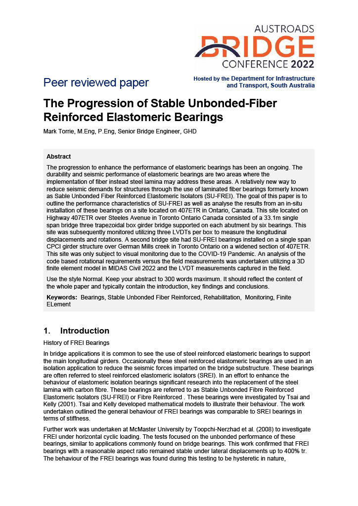 Cover of The Progression of Stable Unbonded-Fiber Reinforced Elastomeric Bearings
