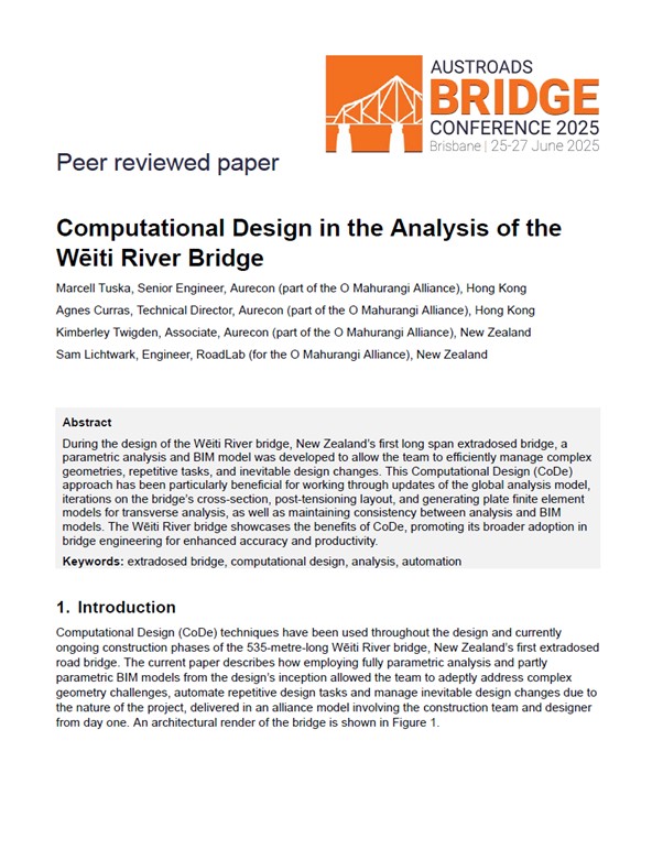 Cover of Computational Design in the Analysis of the Wēiti River Bridge