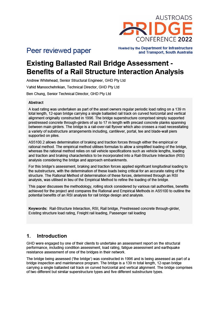 Cover of Existing Ballasted Rail Bridge Assessment - Benefits of a Rail Structure Interaction Analysis