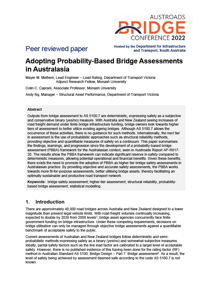 Cover of Adopting Probability-Based Bridge Assessments in Australasia
