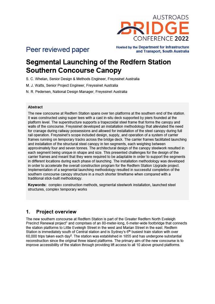 Cover of Segmental Launching of the Redfern Station Southern Concourse Canopy