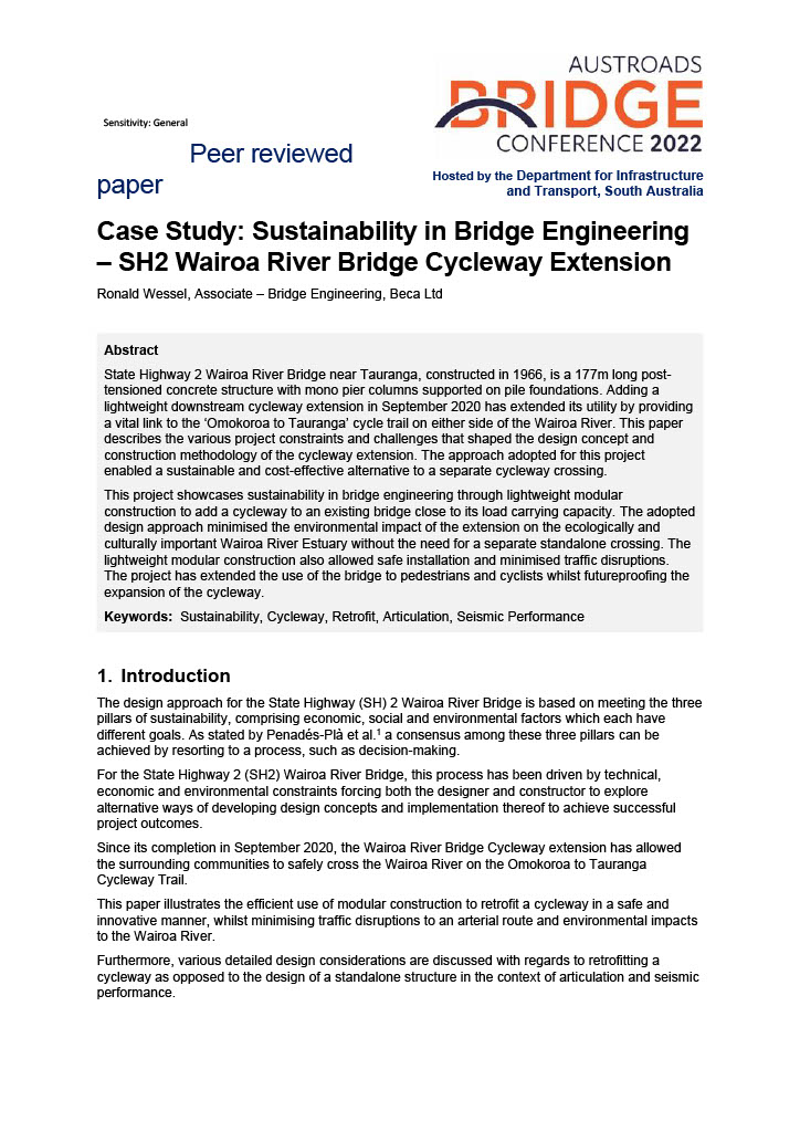 Cover of Case Study: Sustainability in Bridge Engineering - SH2 Wairoa River Bridge Cycleway Extension