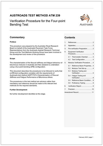 Cover of Verification Procedure for the Four-point  Bending Test