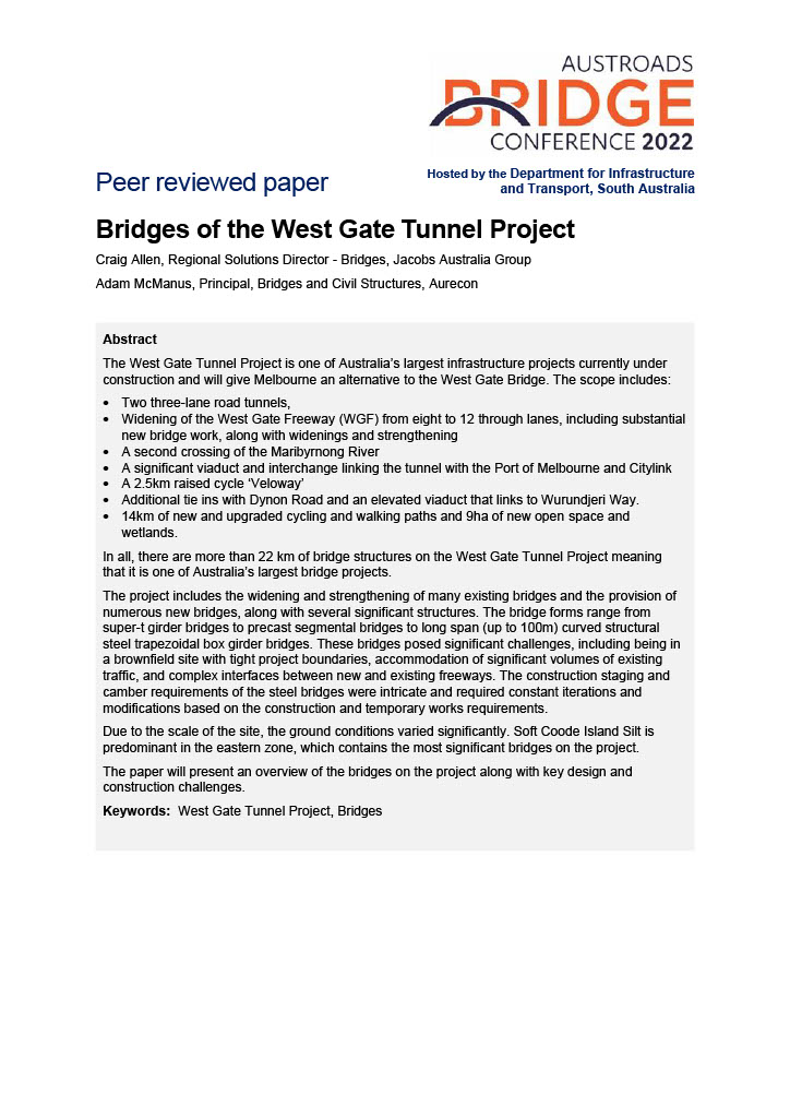 Cover of Bridges of the West Gate Tunnel Project