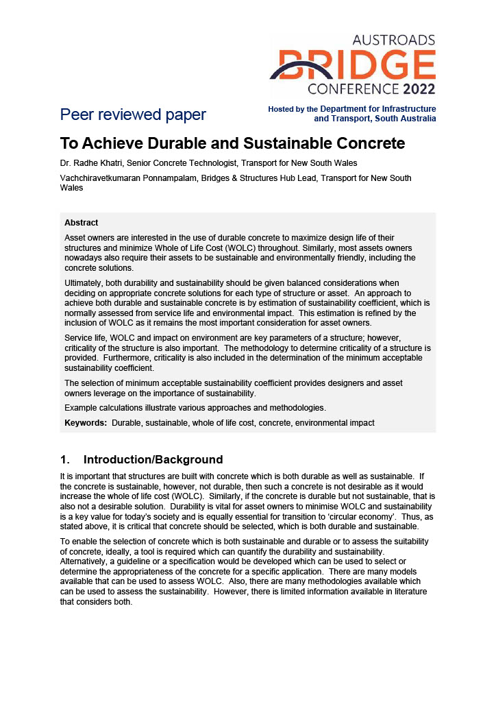 Cover of To Achieve Durable and Sustainable Concrete
