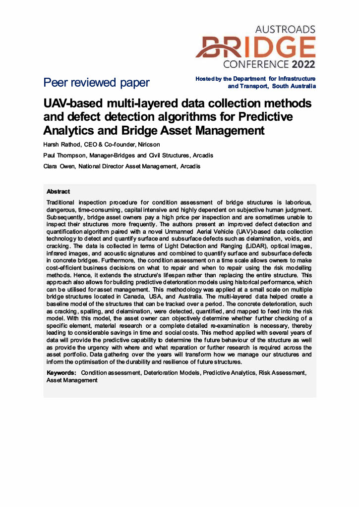 Cover of UAV-based multi-layered data collection methods and defection algorithms for Predictive Analutics and Bridge Asset Management