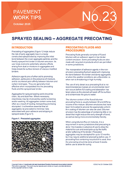 Sprayed Sealing: Aggregate Precoating