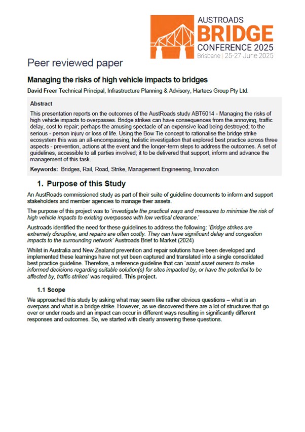 Cover of Managing the Risks of High Vehicle Impacts to Bridges