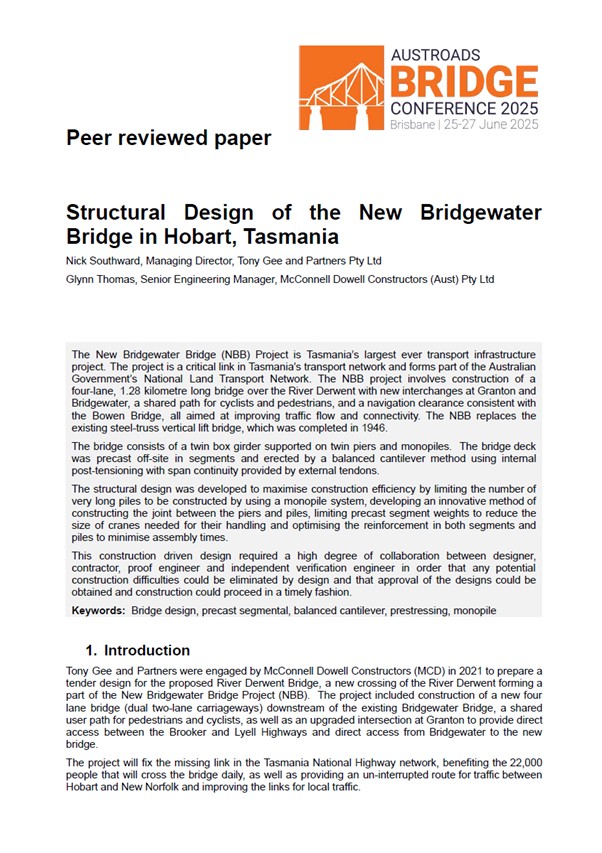 Cover of Structural Design of the New Bridgewater Bridge in Hobart, Tasmania