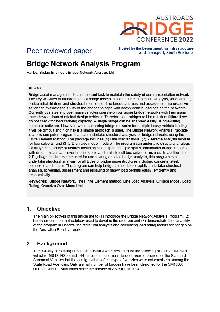 Cover of Bridge Network Analysis Program