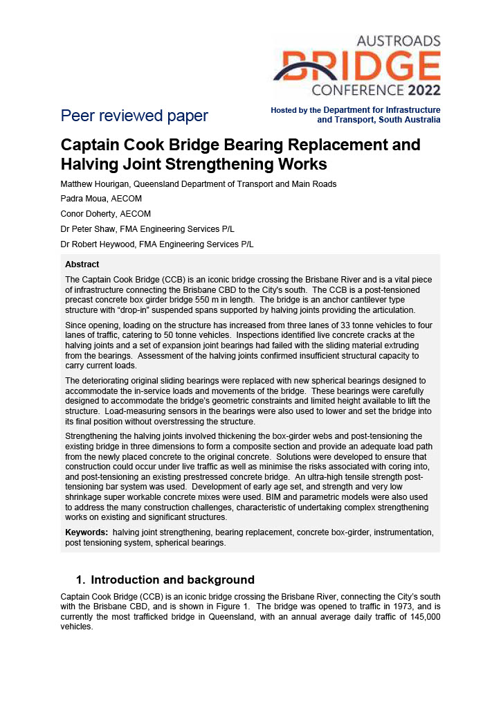 Cover of Captain Cook Bridge Bearing Replacement and Halving Joint Strengthening Works