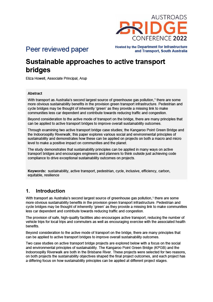 Cover of Sustainable approaches to active transport bridges