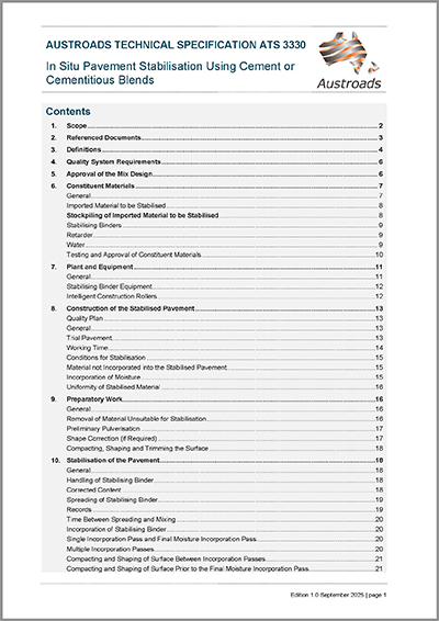 Cover of In Situ Pavement Stabilisation Using Cement or Cementitious Blends