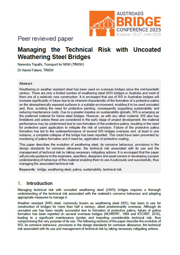 Cover of Managing the Technical Risk with Uncoated Weathering Steel Bridges