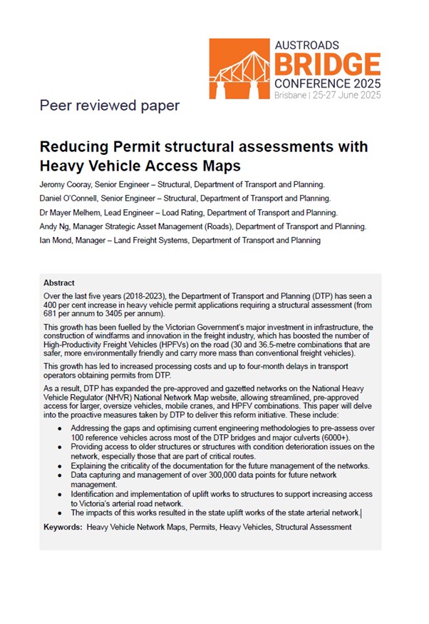 Cover of Reducing Permit Structural Assessments with Heavy Vehicle Access Maps