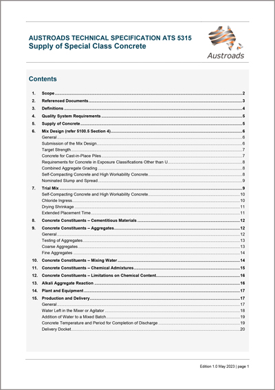 Cover of Supply of Special Class Concrete