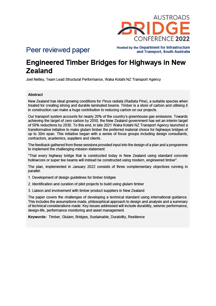 Cover of Engineered Timber Bridges for Highways in New Zealand