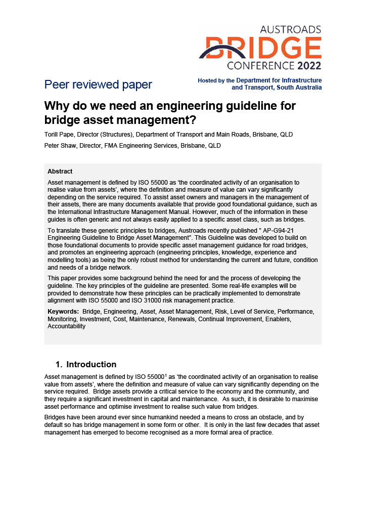 Cover of Why do we need an engineering guideline for bridge asset management?