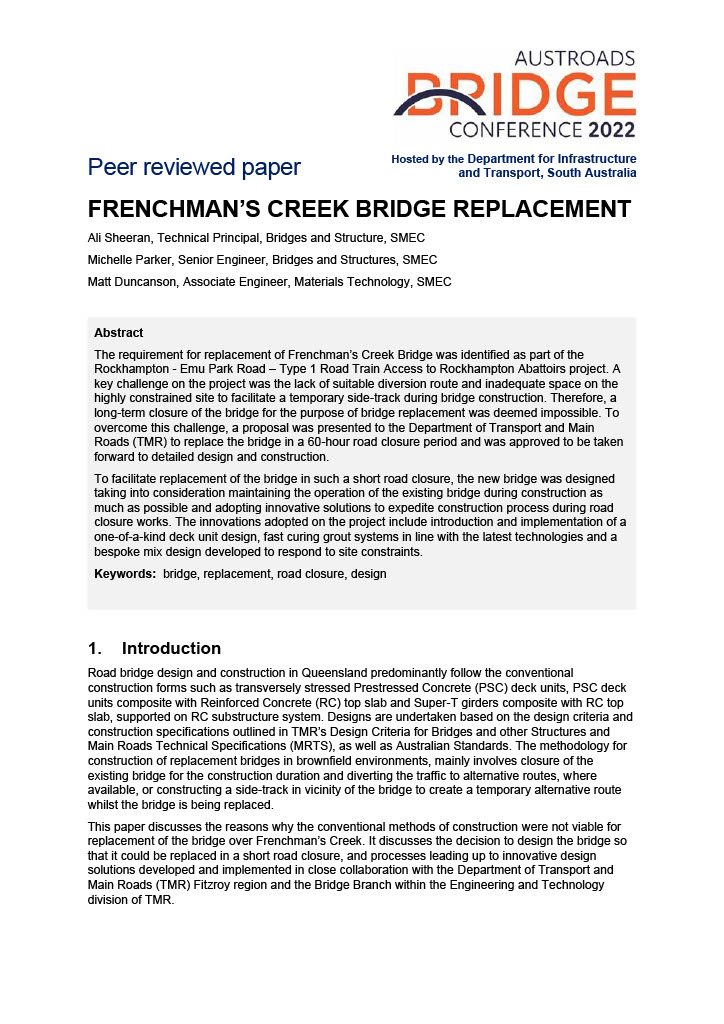Cover of Frenchman's Creek Bridge Replacement