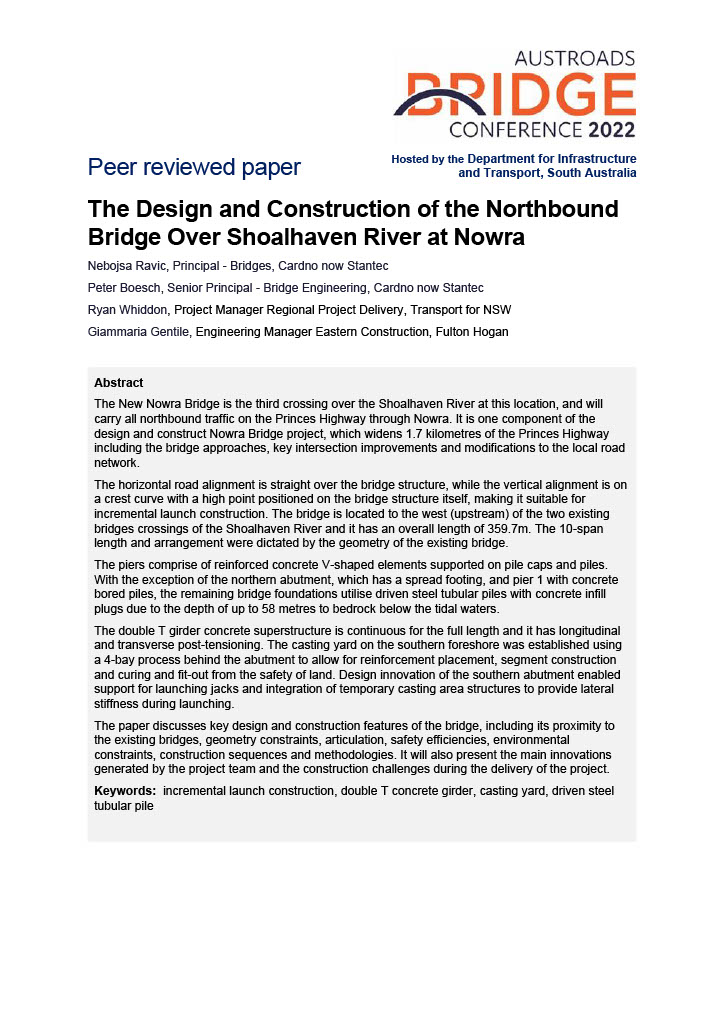 Cover of The Design and Construction of the Northbound Bridge Over Shoalhaven River at Nowra