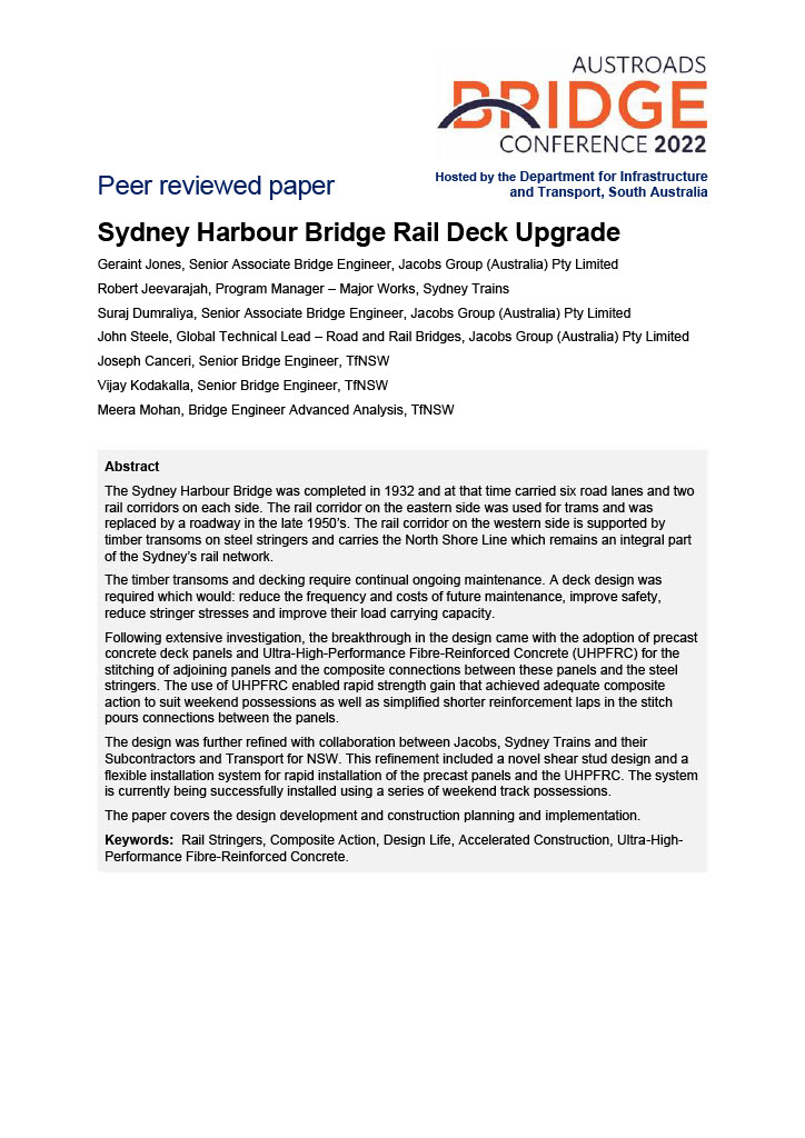 Cover of Sydney Harbour Bridge Rail Deck Upgrade