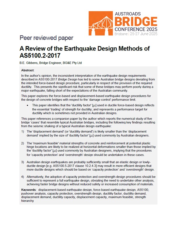 Cover of A Review of the Earthquake Design Methods of AS5100.2