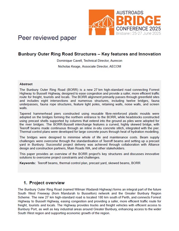 Cover of Bunbury Outer Ring Road Structures – Key Features and Innovation