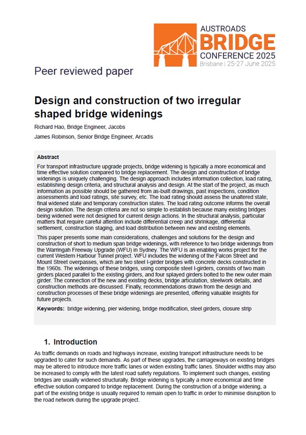 Cover of Design and Construction of Two Irregular Shaped Bridge Widenings