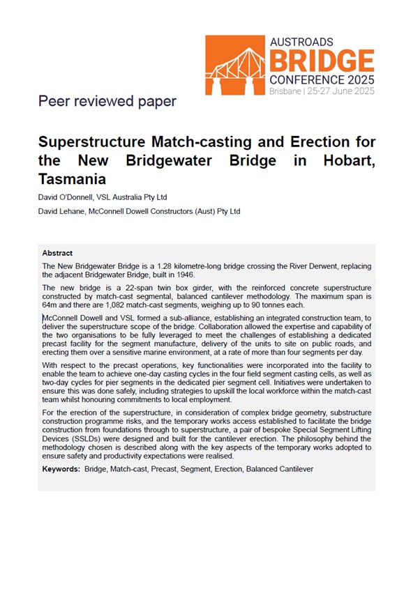 Cover of Superstructure Match-casting and Erection for the New Bridgewater Bridge in Hobart, Tasmania