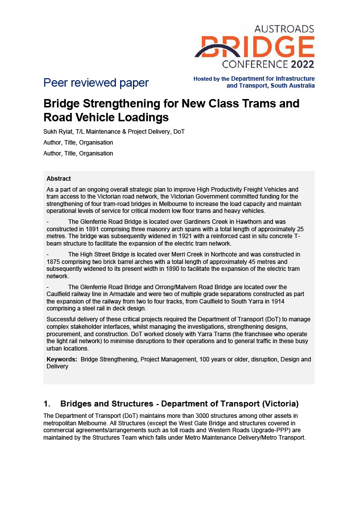 Cover of Bridge Strengthening for New Class Trams and Road Vehicle Loadings