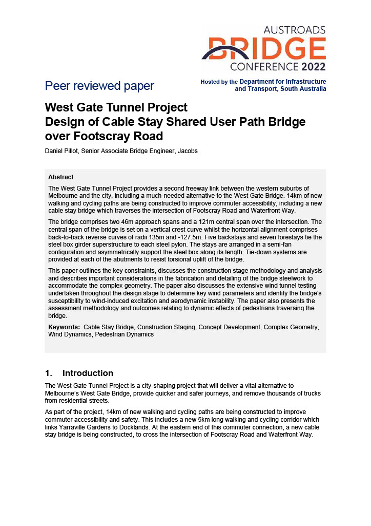 Cover of West Gate Tunnel Project Design of Cable Stay Shared User Path Bridge over Footscray Road
