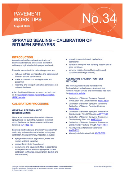 Cover of Sprayed Sealing – Calibration of Bitumen Sprayers